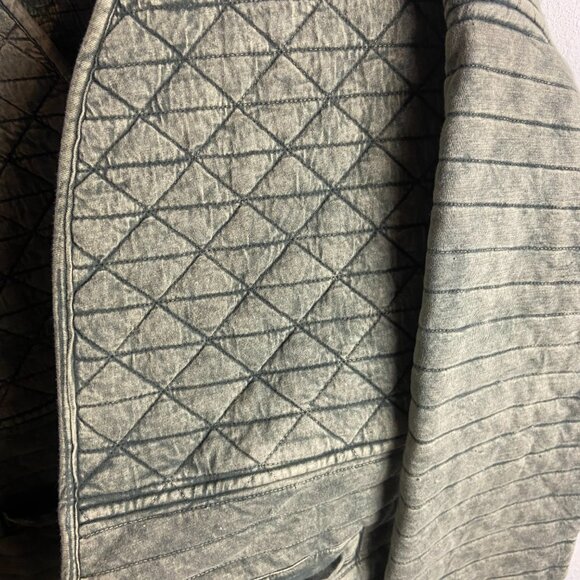 World Market Size S Quilted Open Front Jacket Moss Green Layering Chunky Cotton - Picture 4 of 6